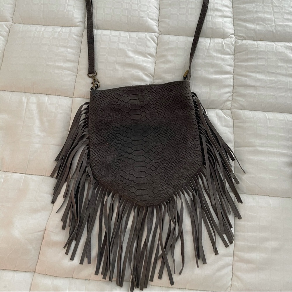 Grey snakeskin leather bag